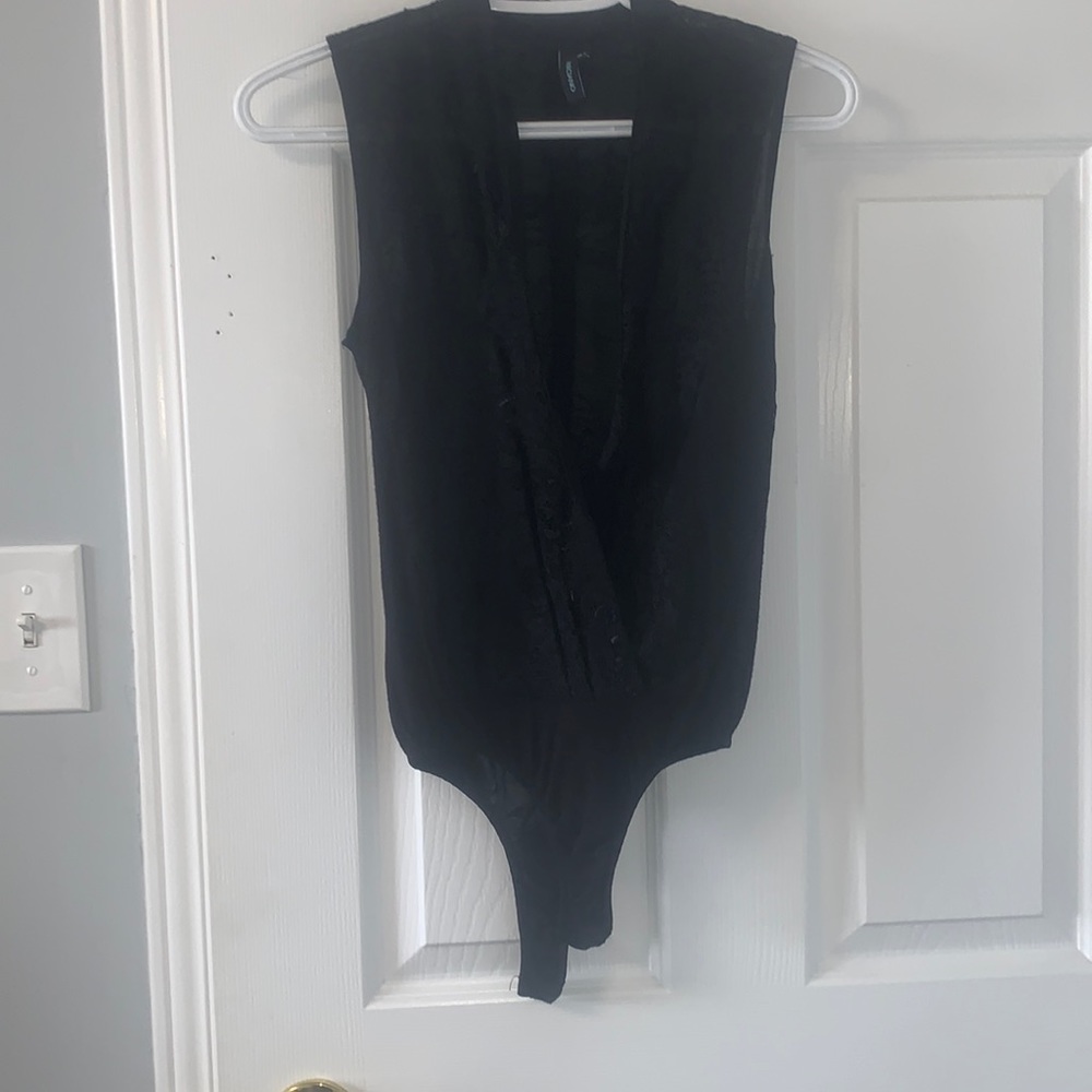 Plunging V Black Bodysuit